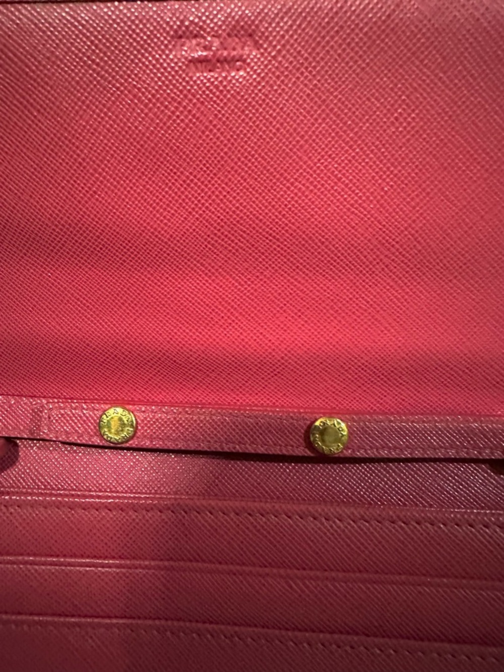 PRADA Fuchsia Saffiano Crossbody Wallet with Chain Strap - Picture 5 of 5